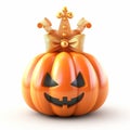 Free Download: Cute Halloween Pumpkin With Gold Crown 3d Design