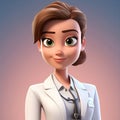 Female Cartoonish Doctor in 3D Render: Blending Whimsy with Medical Diligence. Generative AI