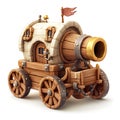 Whimsical 3D Render of a Medieval Cannon Designed as a Mobile House Royalty Free Stock Photo