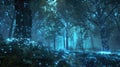 Whimsical 3D woodland features ethereal bioluminescent plants and trees, crafting a dreamlike scenery that feels truly