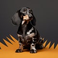 Whimsical Dachshund Dog 3d Rendered Image On Orange Background