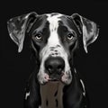 Whimsical Dalmatian Dog Portrait On Black Background