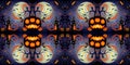 Whimsical dark weird Halloween pattern symmetrical wallpaper Royalty Free Stock Photo