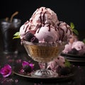 whimsical delight of vibrant purple ice cream, a delectable frozen dessert that promises a sweet