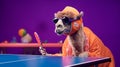 Table Tennis-Playing Camel in Sporty Outfit with Sunglasses Generative AI