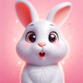 Whimsical digital rabbit in pink