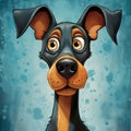 Whimsical Doberman: A Comically Cartoonish Artwork