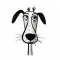 Whimsical Dog Head Drawing With Spots - Mono-ha Style