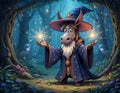 Enchanted Forest: A Donkey Wizard Casts a Spell Amidst Mystical Creatures Royalty Free Stock Photo