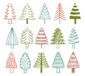 Whimsical Doodle Christmas Trees Set. Spruce Up Your Holiday With Charming Hand-drawn Trees. Delightful, Festive Design
