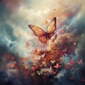 Whimsical Downpour: A Butterfly Rain in a Bewitched Sky