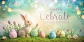Whimsical Easter Bunny Design A Surreal Layered Layout in Modern Pastel Hues for a Unique Spring Celebration Royalty Free Stock Photo