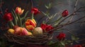 Whimsical egg nest: colorful spring delight