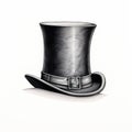 Whimsical Elegance: Miniaturecore Top Hat Drawing on a White Background