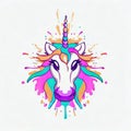 Whimsical Elegance: Vector Art Unicorn Face Peering from White,Generative AI