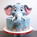 Whimsical Elephant Cake With Caricature Style White Head