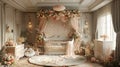 Whimsical fairy tale-themed nursery with magical accents and soft colors3D render
