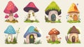 A whimsical fairyland mushroom house. Illustration of a tiny little house made from fungus in the forest or garden. Royalty Free Stock Photo