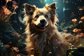 whimsical fairytale forest with this enchanting illustration of a mystical dog