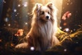 whimsical fairytale forest with this enchanting illustration of a mystical dog