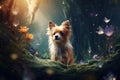 whimsical fairytale forest with this enchanting illustration of a mystical dog