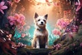 whimsical fairytale forest with this enchanting illustration of a mystical dog