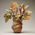 Whimsical Fall Leaves Vase Sculptural Ceramics With Twisted Branches