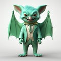 Cute Green Bat In Photorealistic Fantasy Suit