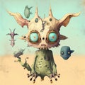 Whimsical fantasy monsters AI generated creature artwork Royalty Free Stock Photo