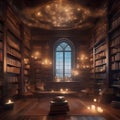Whimsical fantasy library with floating books and magical creatures Enchanting and dreamy scene for book lovers1