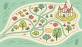 Whimsical Fantasy Map with Castles, Rivers, and Forests, vector design Generative AI Royalty Free Stock Photo