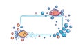 Whimsical Fish and Bubbles Frame, Playful Underwater Border, vector design Generative AI Royalty Free Stock Photo