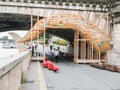 Whimsical fish sculpture on the Berges de Seine park, Paris Royalty Free Stock Photo