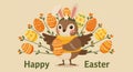 A Whimsical Rabbird Character Holding a Decorated Easter Egg Royalty Free Stock Photo