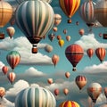 A whimsical, floating city of hot air balloons amidst a sea of clouds1