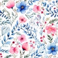 Whimsical flora: seamless floral patterns Royalty Free Stock Photo