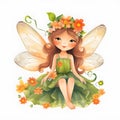 Whimsical floral haven, adorable illustration of colorful fairies with cute wings and haven of flower charms