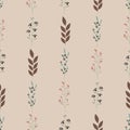 Vector repeat seamless pattern with small flowers and leaves.