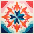 Whimsical Flower Pattern: Neo-plasticism Inspired Tile Design