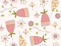 Whimsical Flowers Seamless Pattern.