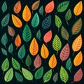 Whimsical Folk Art Leaf Icon Pattern Design Research