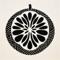 Whimsical Folk-inspired Black Fruit Silkscreen Print