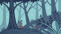 Whimsical Forest with Cute Animals Hiding in Trees, vector design Generative AI Royalty Free Stock Photo