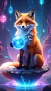 Whimsical Fox with Glowing Orb Royalty Free Stock Photo