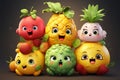 Whimsical fruit cartoons, a lovable and entertaining ensemble