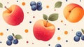 A Whimsical Fruit Pattern featuring delightful Apples, Peaches, and Blueberries galore Royalty Free Stock Photo