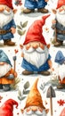 Whimsical Garden Gnomes in Watercolor Style Royalty Free Stock Photo