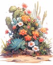 Whimsical Garden in Grand Canyon: Cartoon and Hyper-Realistic Blend of Cactus and Succulents