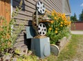 Whimsical garden ornaments at an amish farm