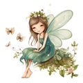 Whimsical garden whispers, adorable illustration of colorful fairies with whimsical wings and garden flower charms